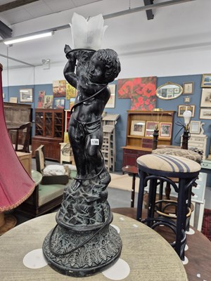 Lot 138 - A classical-style cherub lamp