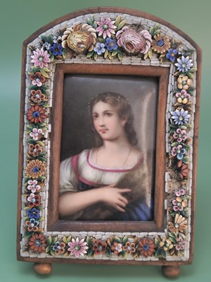 Lot 1391 - A millfiore mosaic framed German porcelain...