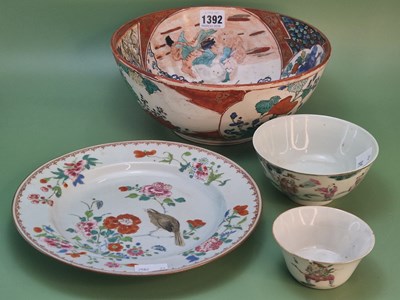 Lot 1392 - An 18th century Chinese famille rose plate,...