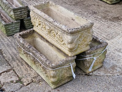 Lot 955 - Three medium stone troughs with decorations...