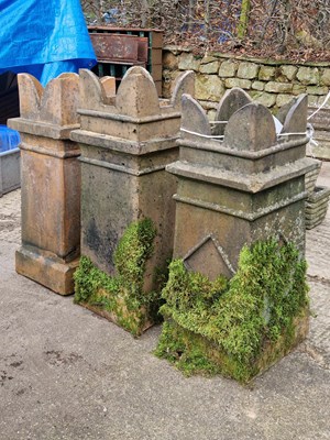 Lot 961 - Three large chimney pots with square design (3)