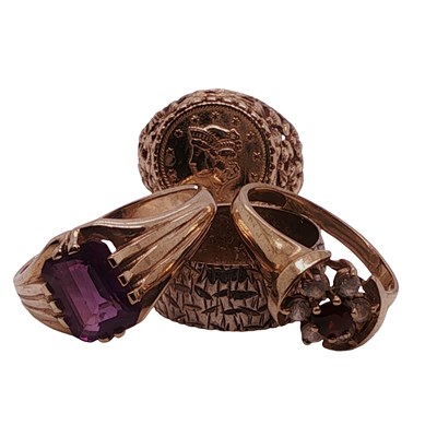 Lot 1183 - Rings; Four 9ct gold rings to include a white...