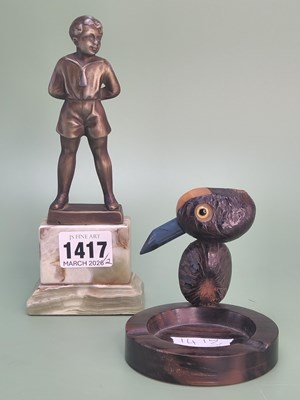 Lot 1417 - A Dunhill style woodpecker ash tray, together...