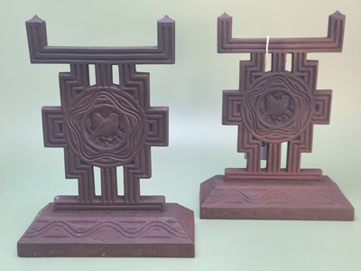 Lot 1419 - A pair of Victorian cast iron fire dogs in the...