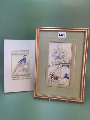 Lot 1426 - An unframed Indian miniature of an exotic...