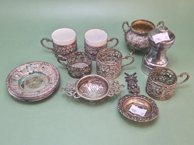 Lot 1430 - A set of five 800 silver coffee can holders,...
