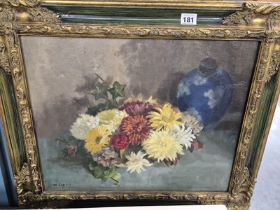 Lot 181 - M Daly (20th century) still life flowers, oil...