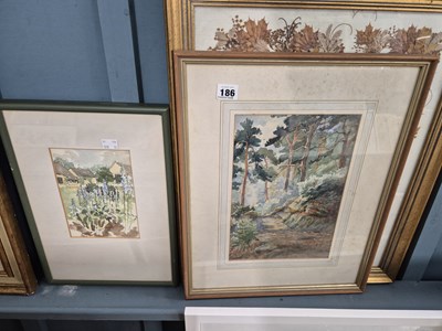 Lot 186 - Two small watercolours and a pressed flower...