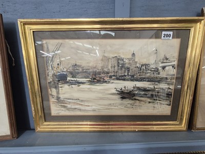 Lot 200 - 20th century school, a busy waterway with...