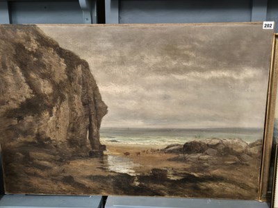 Lot 202 - Early 20th-century school, coastal scene with...