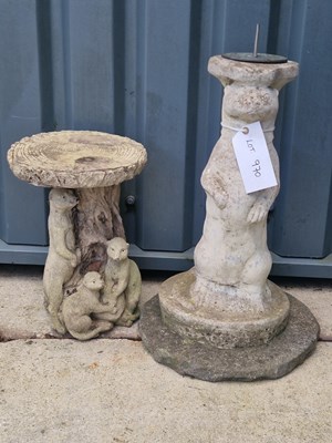 Lot 970 - A stone otter sundial (H 63cm W 38cm D 38cm)...