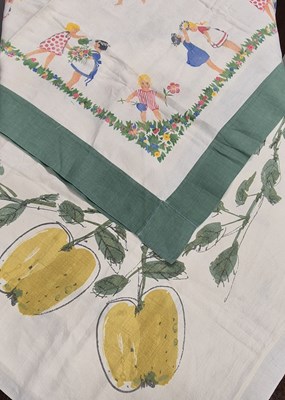Lot 52 - A pair of colourful mid-century printed linen...