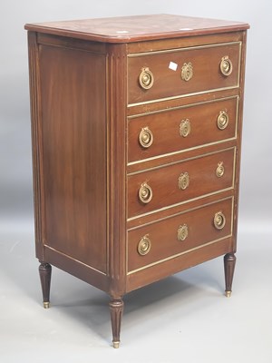 Lot 1449 - A small antique French chest of four drawers,...