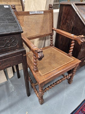 Lot 218 - An antique French 'Henri II' style caned oak...