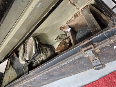 Lot 226 - A vintage steel uniform trunk containing...
