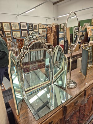 Lot 230 - A Venetian-style triple mirror and an...