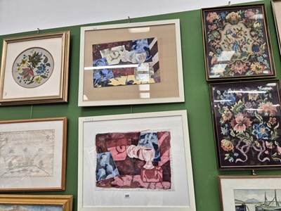 Lot 243 - Two interesting vintage fabric collage...