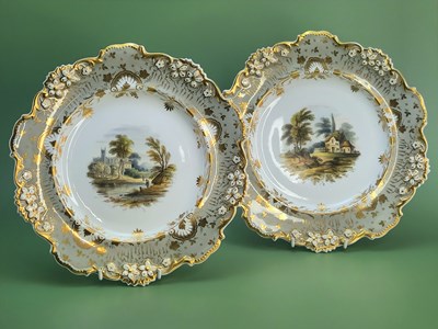 Lot 50 - A Pair of Davenport Porcelain Dessert Plates,...
