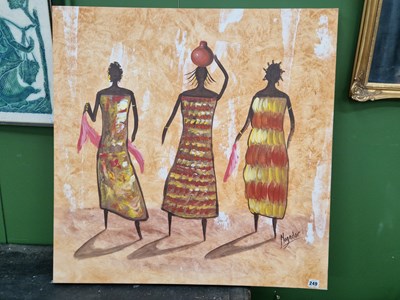 Lot 249 - Mogndor, an African scene on canvas
