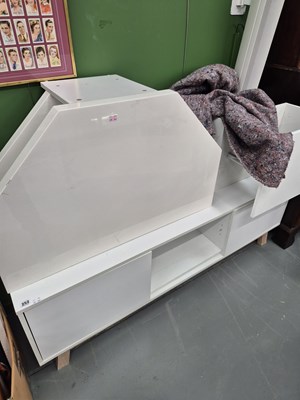 Lot 252 - A white-ware TV corner stand, a low side...