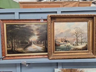 Lot 257 - A Dutch school oil on board and an oil on...