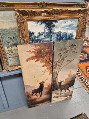 Lot 259 - A pair of oil paintings stags in autumn and...