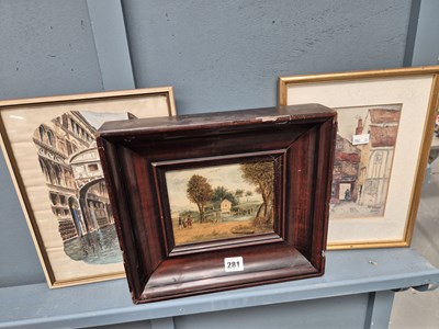 Lot 281 - A small 19th century oil on board, a small...