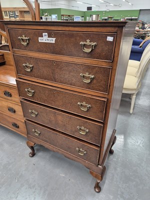 Lot 295 - A vintage walnut chest of five long drawers H...