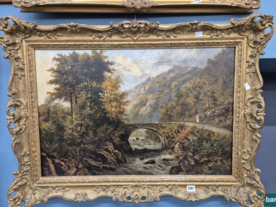 Lot 297 - 19th-century English school,  a bridge over a...