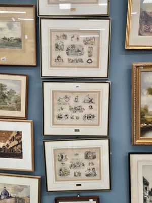 Lot 301 - A set of four framed coloured engravings,...