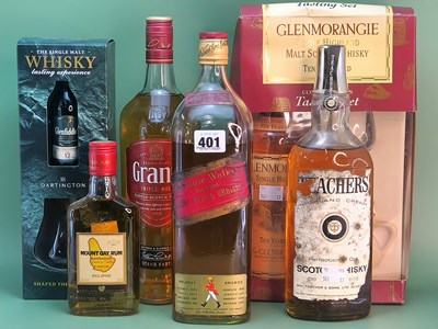 Lot 401 - Spirits: Whisky and Rum to include...