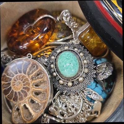 Lot 1194 - A collection of mostly unhallmarked silver...