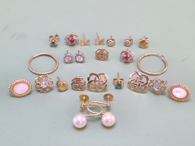 Lot 1199 - A collection of gold earrings, some with...