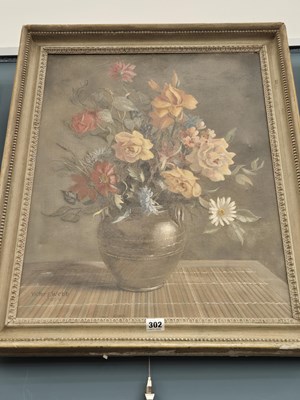 Lot 302 - Victor E Webb (20th century),  still life of...