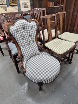 Lot 310 - A Victorian button-back nursing chair with...