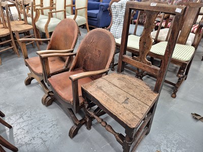 Lot 311 - Two Art Deco low armchairs and an 18th century...
