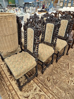 Lot 336 - A set of six Victorian carved oak dining chairs