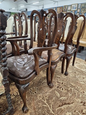Lot 337 - A set fo six George II style walnut dining...