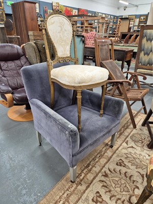 Lot 339 - A gilt frame salon side chair and a small...