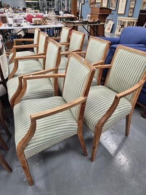 Lot 341 - A set of eight vintage beech show frame armchairs