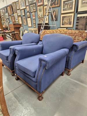 Lot 342 - An early 20th century three-piece suite, two...