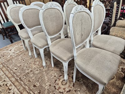 Lot 349 - Two sets of four French style salon side chairs