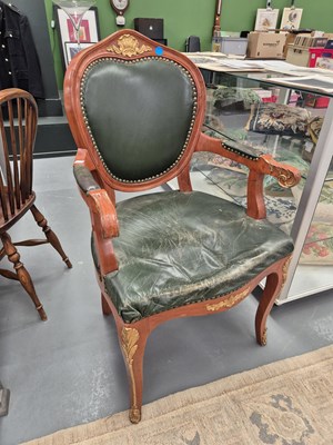 Lot 356 - A French-style leather upholstered armchair