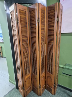 Lot 361 - A tall six panel louvre dressing screen/room...