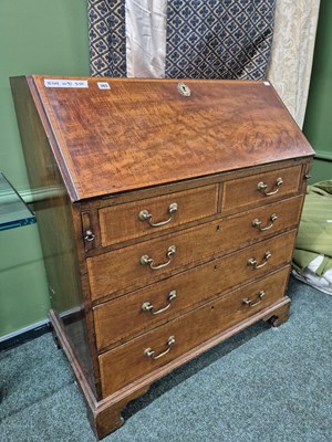 Lot 365 - A George III mahogany and inlaid bureau H 104...