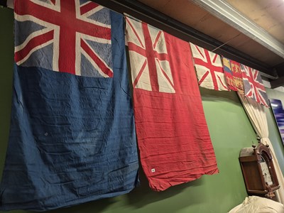 Lot 367 - Five vintage linen flags