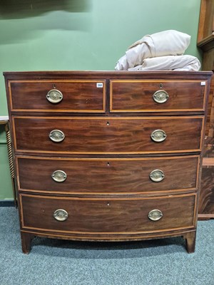 Lot 368 - A Regency mahogany and inlaid bow front chest...