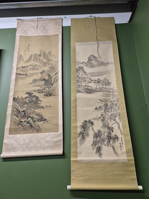 Lot 379 - Two oriental hanging scrolls