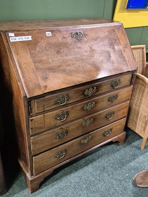 Lot 393 - A George III mahogany bureau H 105 W 91 D 50cm