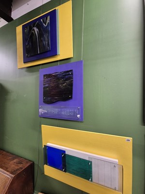 Lot 395 - Three wood and glass three-dimensional wall...